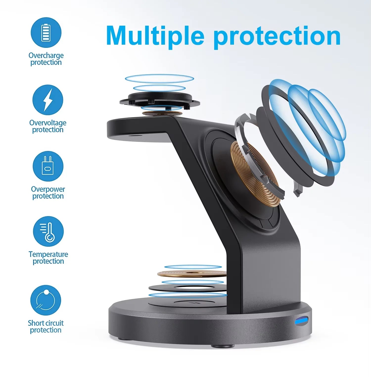 3 In 1 Magnetic Wireless Charger Stand For iPhone 15 14 13 12 Pro Max iWatch AirPods Station Dock MagSafe Fast Charging Station - Shoppiline