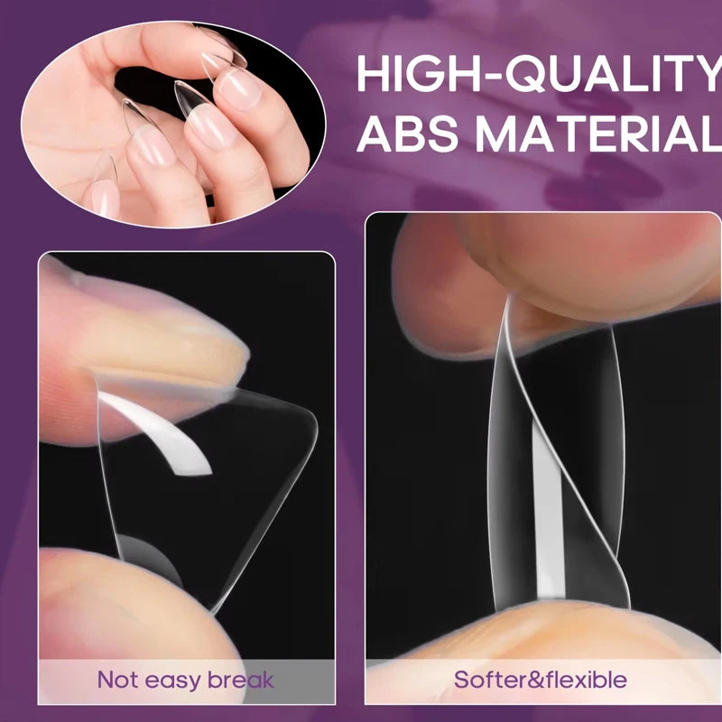 Almond False Nail Tips Clear Matt Soft Fake Nails Extension 12 Sizes for Home DIY Nail Salon Manicure