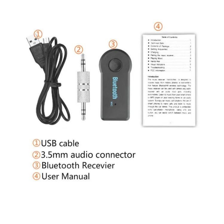 Wireless Bluetooth 5.0 Receiver 3.5mm AUX Adapter for Car Music Audio Handsfree with Mic 2 in 1 Transmitter for Headphone