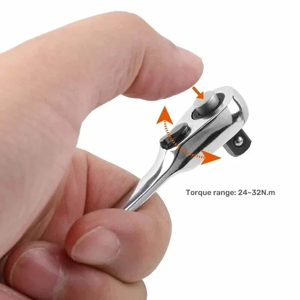 2 in 1 Socket Ratchet Wrench Mini Double Head One Quarter Batch Head Screwdriver Handle 72 Teeth Fast Small Wrench - Shoppiline
