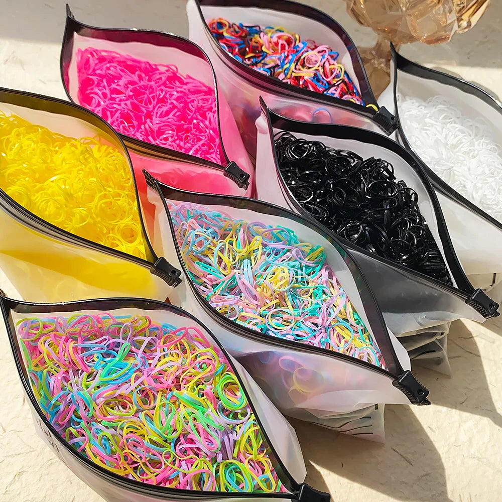 1000Pcs Colorful Small Disposable Hair Bands Scrunchie Girls Elastic Rubber Band Ponytail Holder Hair Accessories Hair Ties