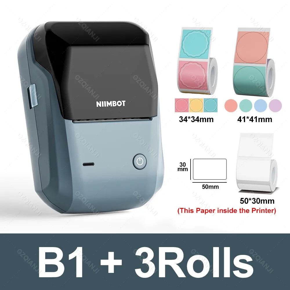 Niimbot B1 Mini Label Thermal Printer Portable Self-Adhesive Bluetooth Maker Machine For Round UV Tag Stickers Labels Rolls - Shoppiline