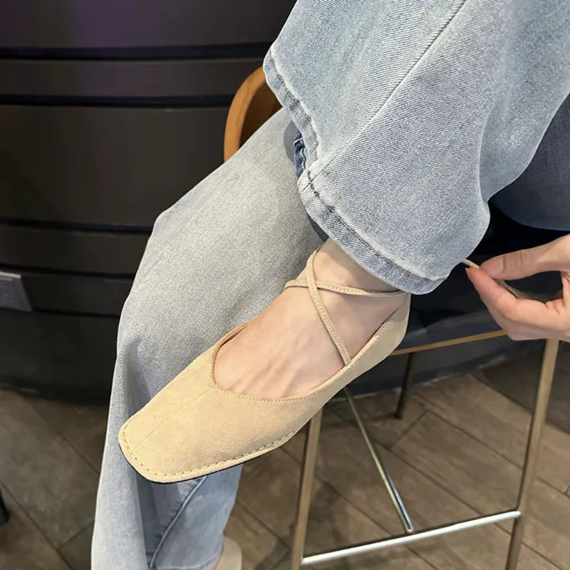 Bailamos 2024 Frühling Neue Marke Damen Flats Runde Zehen Kniehohe Slipper Damen Casual Ballettschuhe Weiches Leder Elegante Anzugschuhe