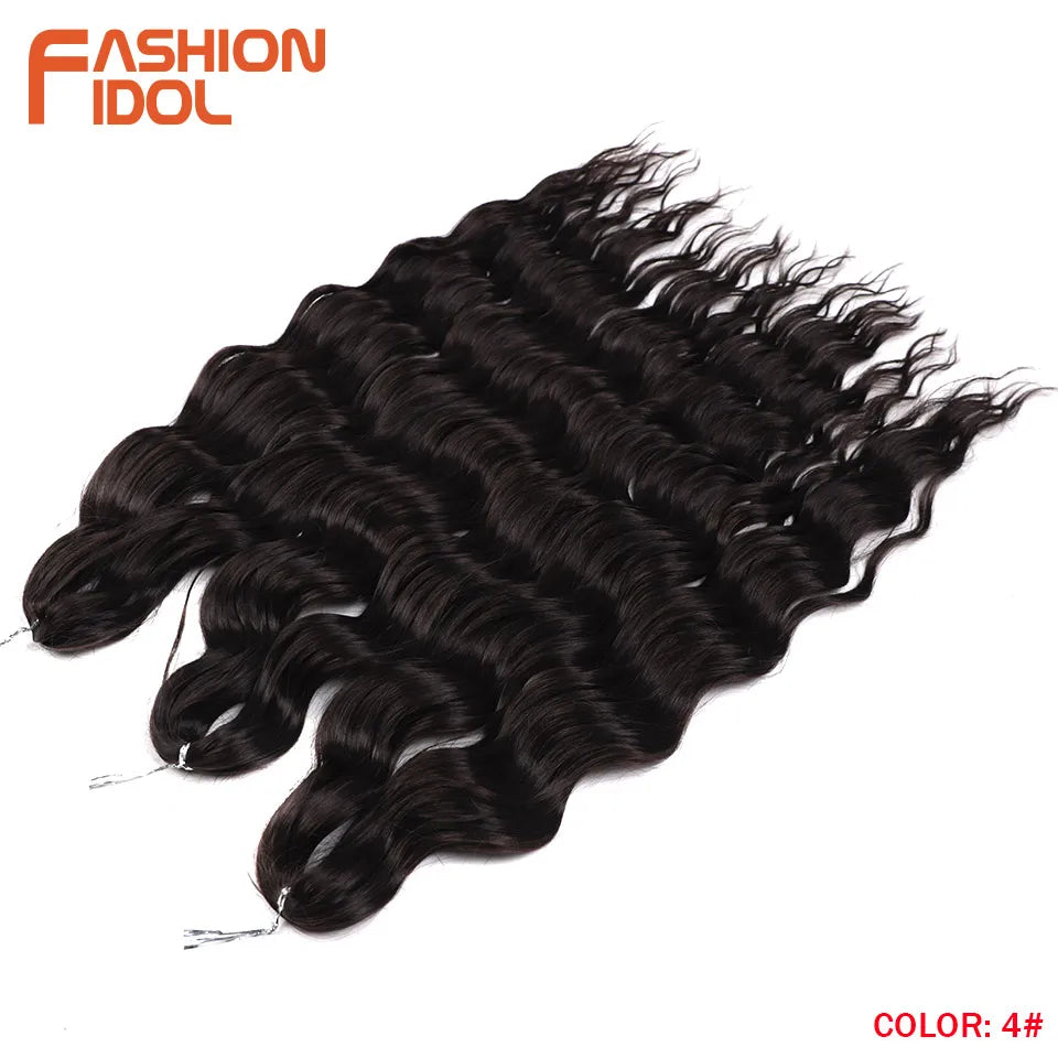 Anna Hair Extensions synthétiques de tresses Loose Deep Wave 24 pouces, cheveux tressés ondulés, cheveux bouclés torsadés au crochet Ombré Blond