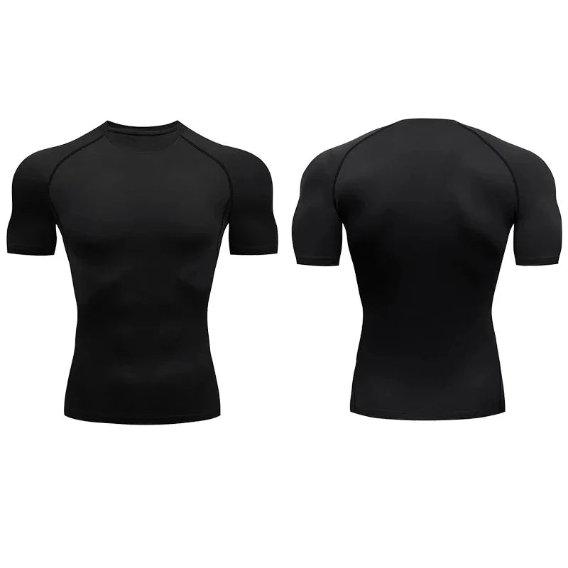 2025 Compressed T-shirt Men's sportswear Running T-shirt Elastic Quick-drying Exercise T-shirt for men exercising in the gym