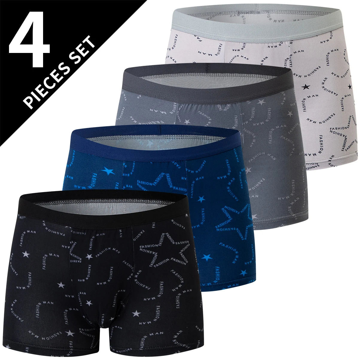 4/10piece Men's European And American Size Printed Fashionable Underwear Comfortable Plus Size Boxer Shorts Casual Sports Shorts