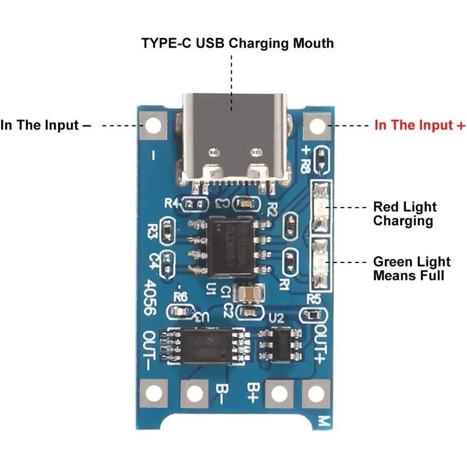 10 Stück 5V 1A 18650 Lithium-Akku-Ladeplatine PLR TP4056 Lithium-Lademodul Mini/Micro USB Typ C mit Schutz