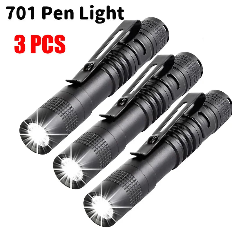 Ultra Bright Mini Portable LED Pen Light High Lumens Pocket Flashlight Handheld Torch for Camping Outdoor Emergency Use