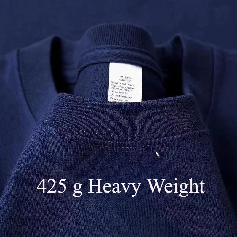 Heavy Wight 425 grams Men T Shirt Cotton Half Sleeve Brathable High Qaulity Round Neck Basic Tops Men Summer T-Shirt