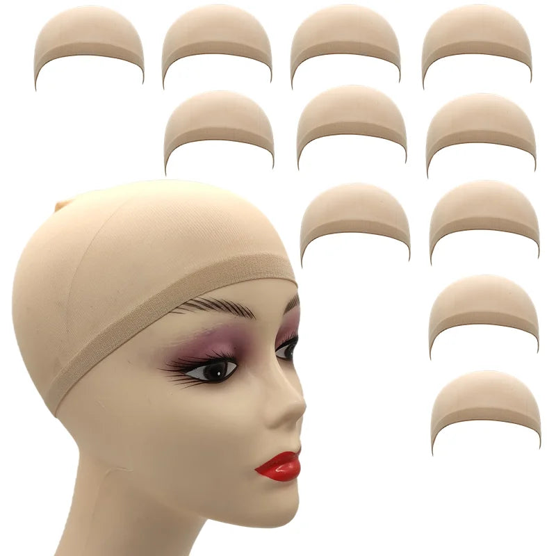 2 bonnets perruque en filet pour tissage de cheveux, de couleur noire/marron/chair/beige, extensibles, taille unique, pour la fabrication de perruques