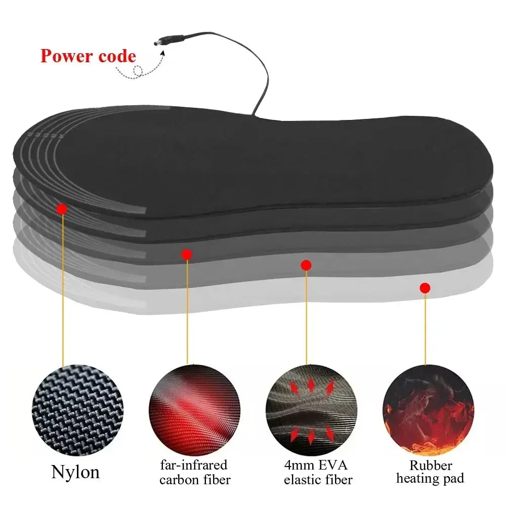 USB Heated Insoles for Shoes Electric Foot Warming Pad Winter Feet Warmer Sock Mat Outdoor Sports Shoe Heating Insole