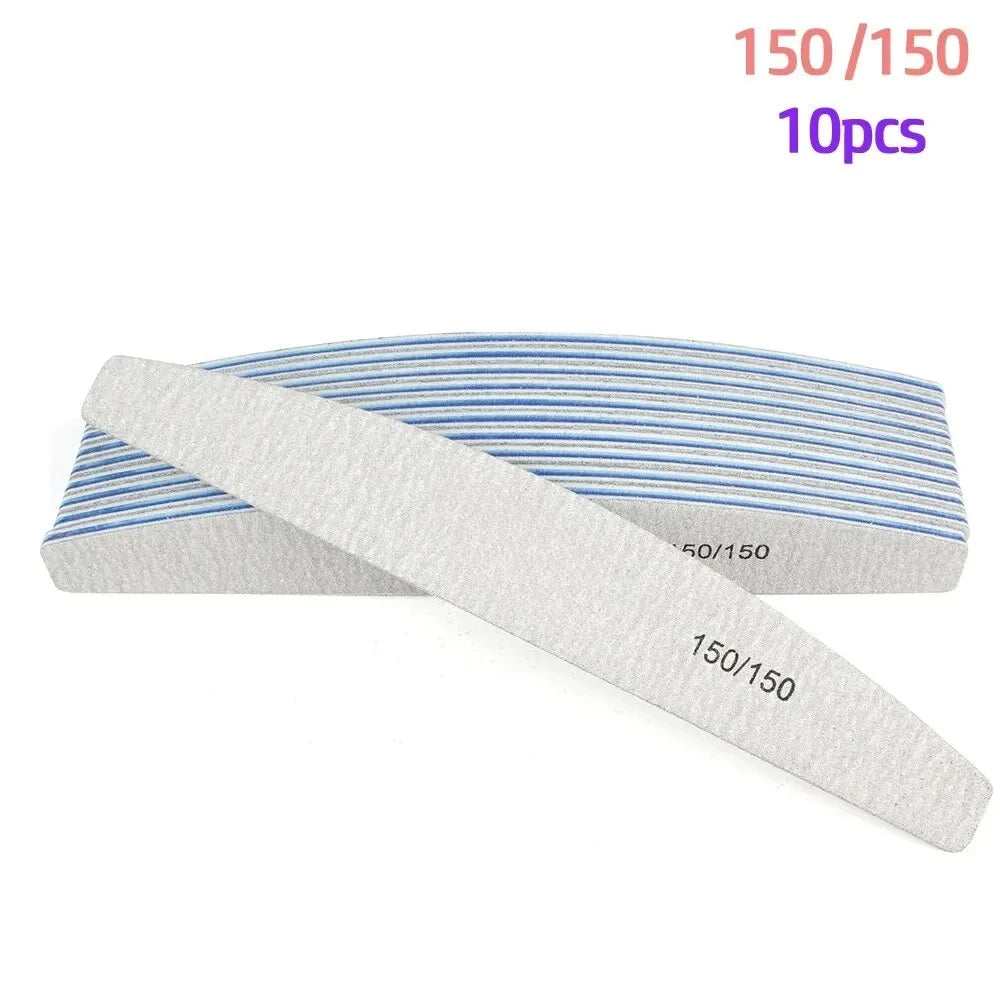 10Pcs/Lot 80/100/150/180/240 Grit Limas Trimmer Lime Nail Art Ongle Manicure Tool Nail File Buffer Double Side Nail Files Buffer