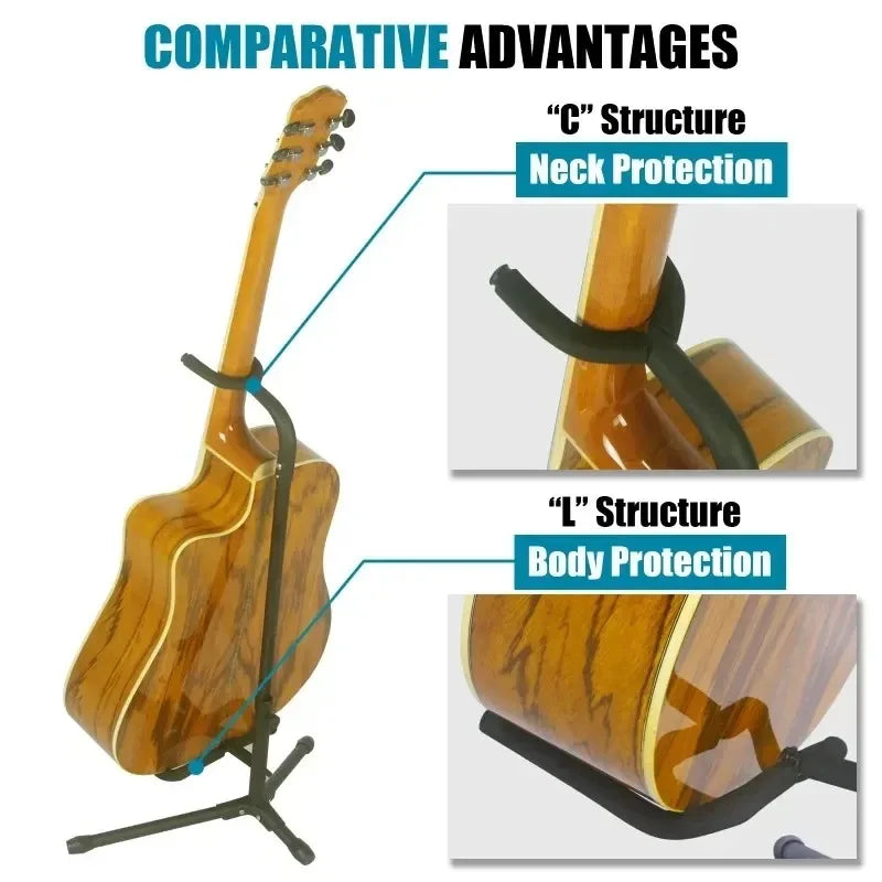 Adjustable Universal Guitar Stand - Foldable ABS/Silicpne Type A Iron Stool-style Guitar Stand Portable Folding Stand Carry