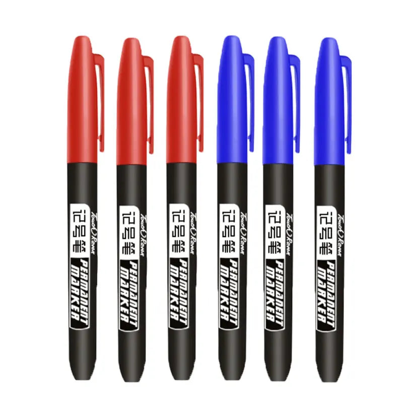 6 PCS Permanent Marker Pen Manga Drawing Markers Black Blue Red Waterproof Ink Sketch Pens Stationery Art School Supplies - Shoppiline
