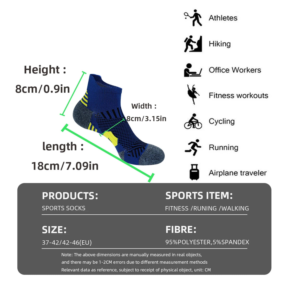 3/9 paires de chaussettes de sport antidérapantes pour hommes et femmes, chaussettes de basketball professionnelles épaissies avec fond en serviette pour la course à pied et l'entraînement de fitness