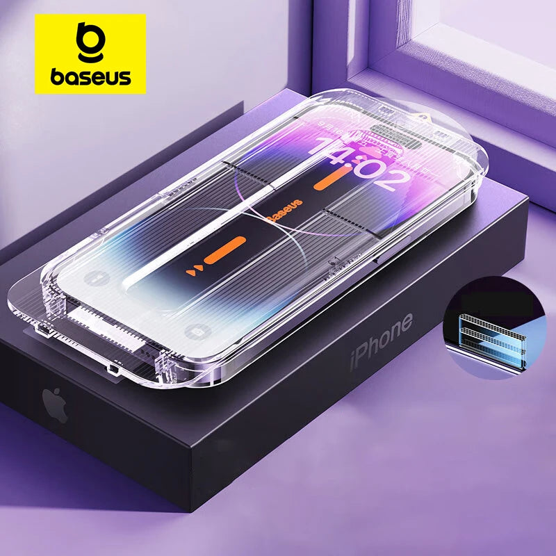 Baseus Tempered Glass for iPhone 17 16 15 14 13 12 Pro Max Screen Protector HD With Cleaning Kit Anti Peeping Dust-proof Glass - Shoppiline