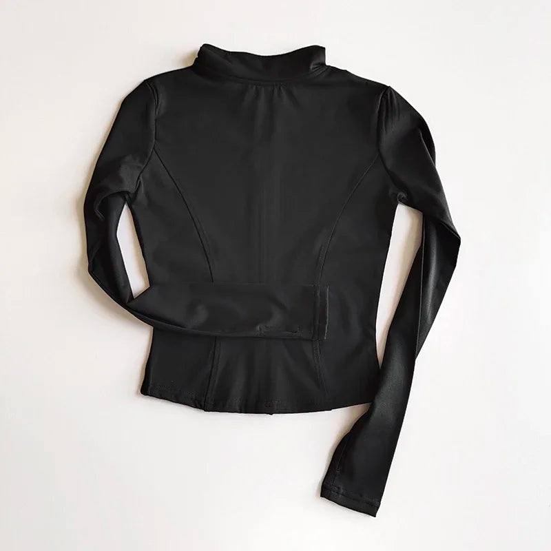 Slim Fit Sports Jacket Stand Collar Zipper Coat Sports Fitness Yoga Clothing Plus Velvet Jacket Slimming Quick-drying Top Suit
