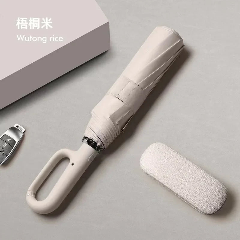 Automatic Umbrella for Men Women Fully Automatic Folding Large Rib Strong Sunshade Double Umbrella with Ring Buckle Design