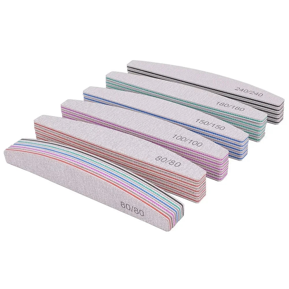 5/10Pcs Professional Nail File 150/180 Sandpaper Strong Thick Nail Files Sanding Half Moon Lime nail accessories and Tools