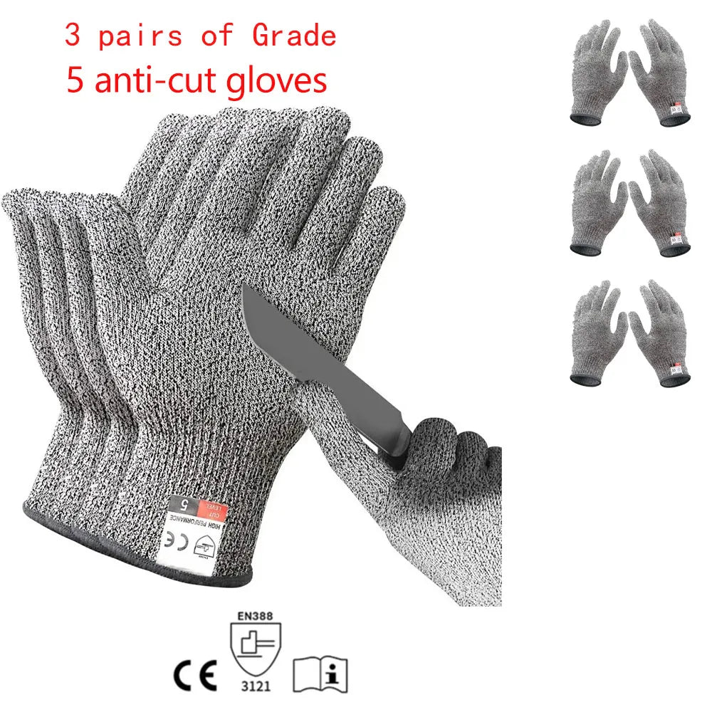 Level 5 HPPE Anti-Cut Gloves Kitchen Gardening Anti-Cut Knitted Gloves Anti-Thorn Wear-Resistant Glass Building Cutting Gloves