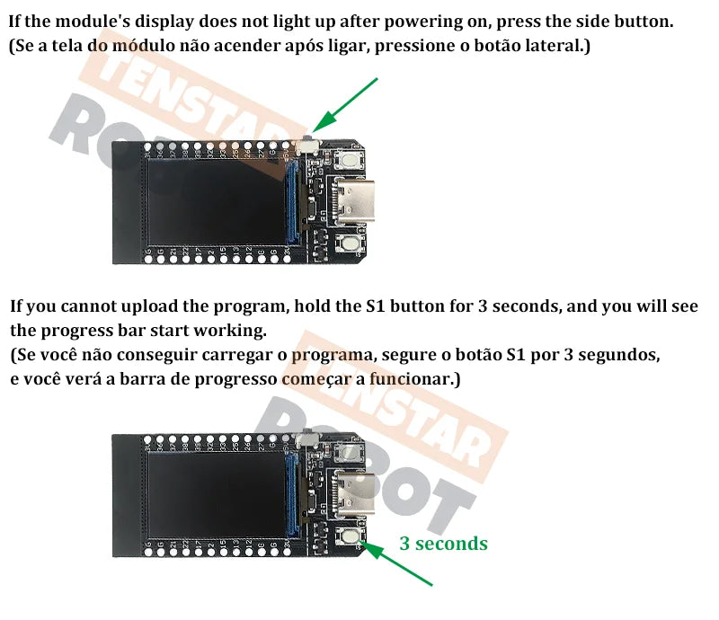 TENSTAR T-Display ESP32-D0WD Puce CH9102 Module compatible WiFi et Bluetooth de 16 Mo Carte de développement Écran LCD 1,14 pouce