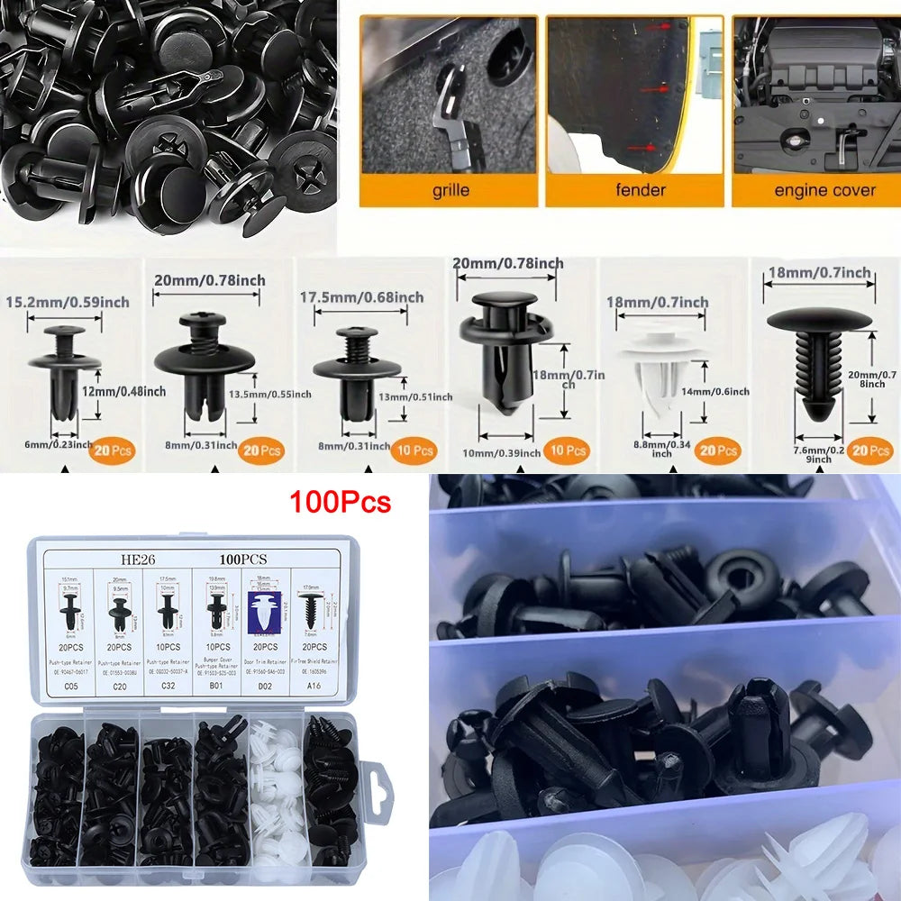 Auto Fastener Clip Mixed Car Body Push Retainer Pin Rivet Bumper Door Trim Panel Fastener Kit Car Clip 100/50 Box /Bag packaging