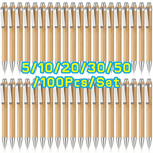 5/10/20/30/50/100PCS Bamboo Ballpoint Pen Stationery Party Pens Office School Supplies Business Gifts