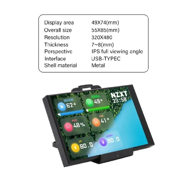 New 3.5 Inch IPS Type-C Secondary Screen Computer CPU GPU RAM HDD Monitor USB Type-C Display For Freely AIDA64 + Type-C Dock - Shoppiline