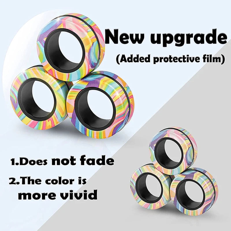 Magnetic Rings Fidget Toy Set Adult Fidget Magnets Spinner Rings Fidget Pack Great Gift for Adults Teens (3PCS)