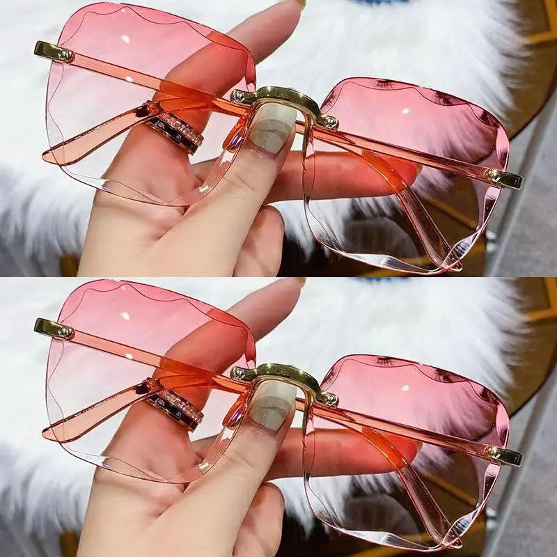 Frameless Sunglasses Y2K Gradient Fashion Korean Hip Pop Anti Ultraviolet Elegant Luxury Outdoor Travel Eyewear Women Unisex