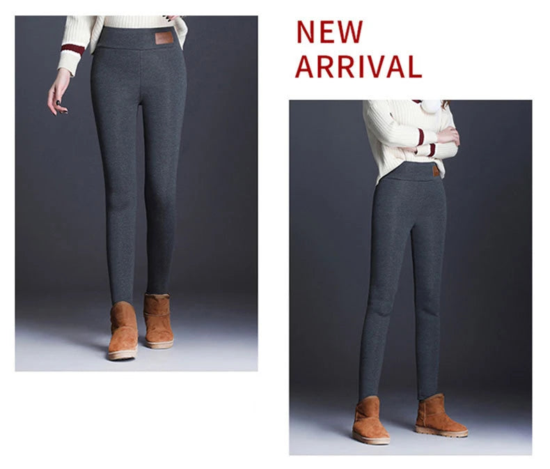 Damen-Lammfleece-Leggings, nahtlos, hohe Taille, dicke Thermoleggings, modische, warme Winter-Damenstrumpfhose, isolierte Hose
