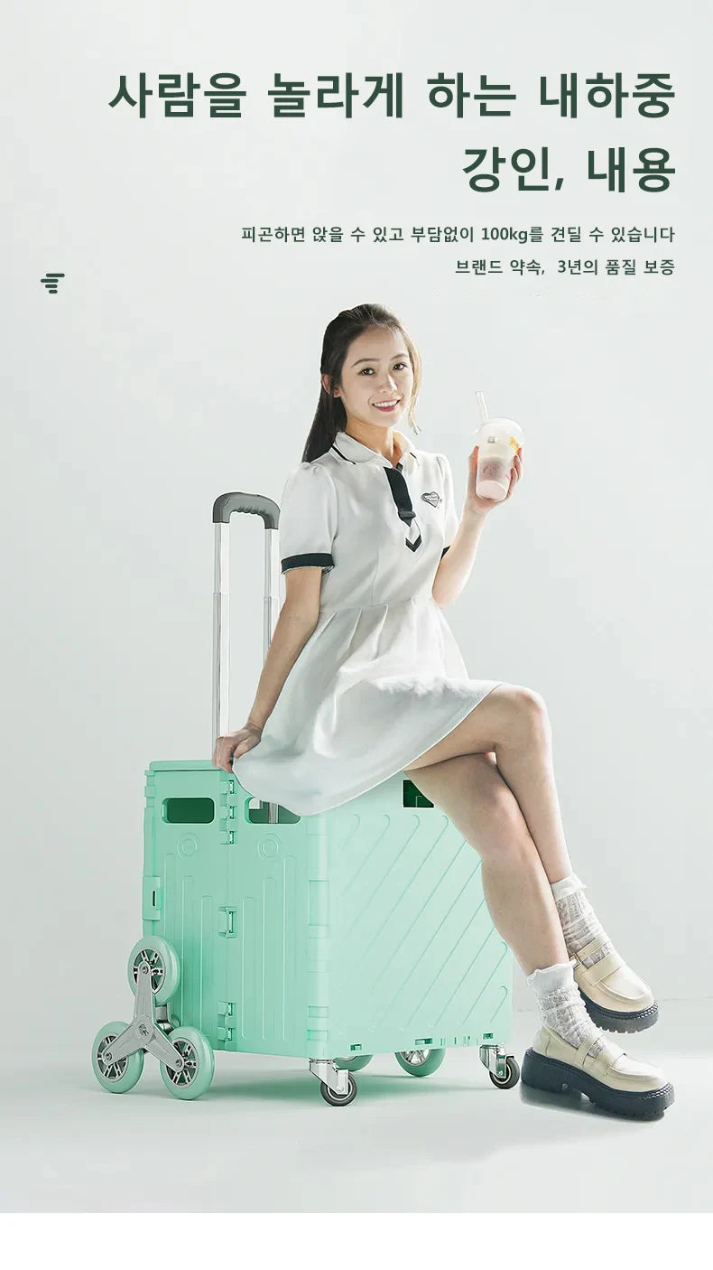 Lightweight Brushed Trolley Luggage Trolley Express Folding Shopping Cart for Climbing Stairs Home Hand Pull