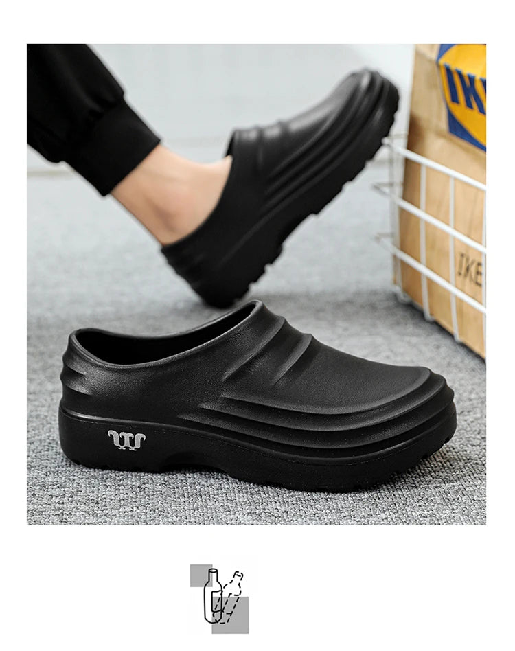 New Men's Anti-slip Chef Shoes Sandals For Men Working Shoes Waterproof Fashion Garden Shoes Clogs For Beach Slippers Size 36-48