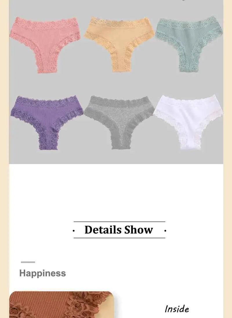 3PCS/Set Women Sexy Lace Panties Cotton Seamless Brazilian Panties Female Sexy Low Rise Soft Underwear G-String Lingerie S-XL
