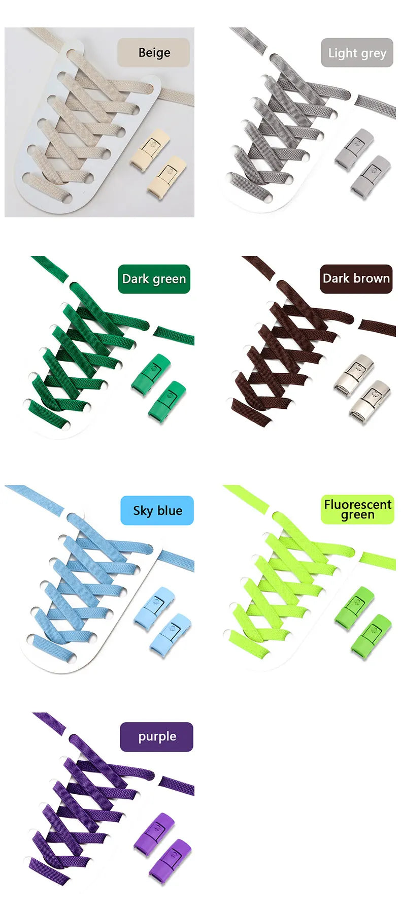 Colorful Press Lock Shoelaces without ties Elastic Laces Sneaker 8MM Widened Flats No Tie Shoe laces Kids Adult Shoelace Shoes