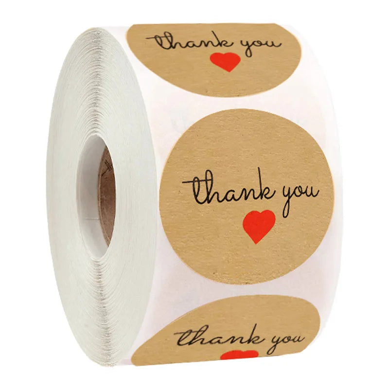 500 Pcs Baking Kraft Paper Heart Shape Labels for Packaging, Envelope Seals, Small Business, Wedding, Birthday, Party Gift Wrap