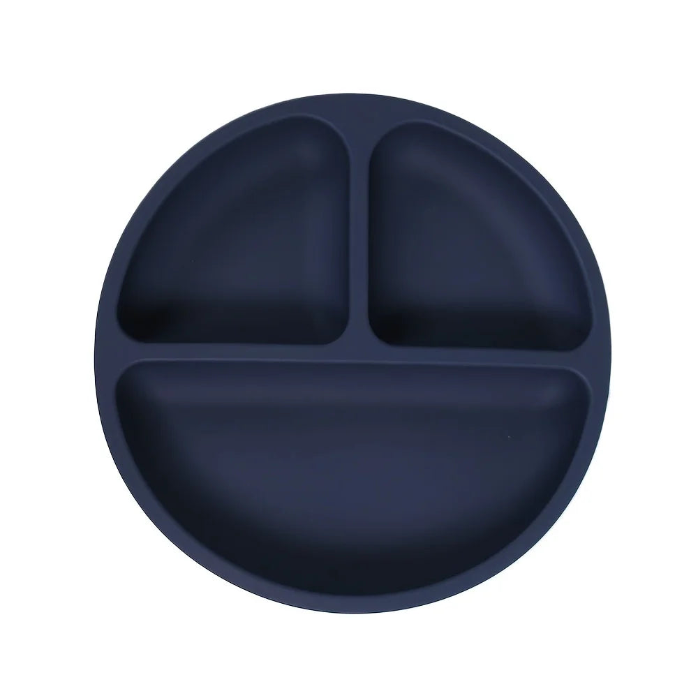 Suction Plates For Babies, Silicone With Lid Divided Design Dinner Plate