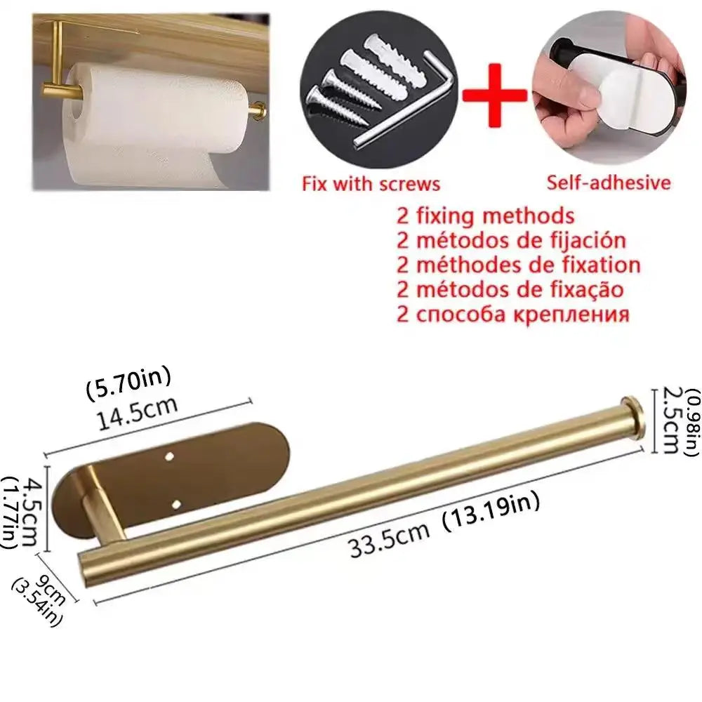 Kitchen Paper Towel Holder Adhesive Tissue Hanger Toilet Roll Paper Dispenser Cabinet Storage Napkin Rack Bathroom Accessories - Shoppiline