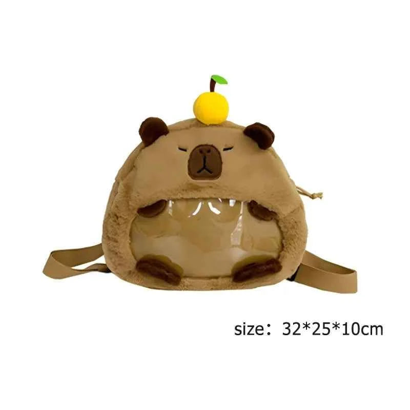 Kawaii Capybara Plush Backpack for Women Versatile Cartoon Funny Capibala Crossbody Bag aLrge Capacity Tote Bag