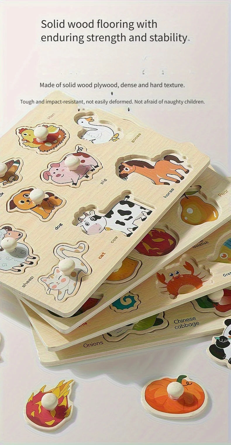 Montessori early education geometry beginner puzzle board, hand-held fixed board puzzle development, puzzle block shape matching