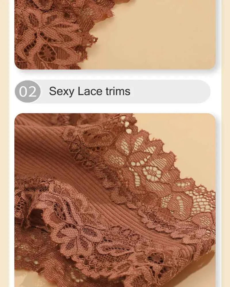 3PCS/Set Women Sexy Lace Panties Cotton Seamless Brazilian Panties Female Sexy Low Rise Soft Underwear G-String Lingerie S-XL
