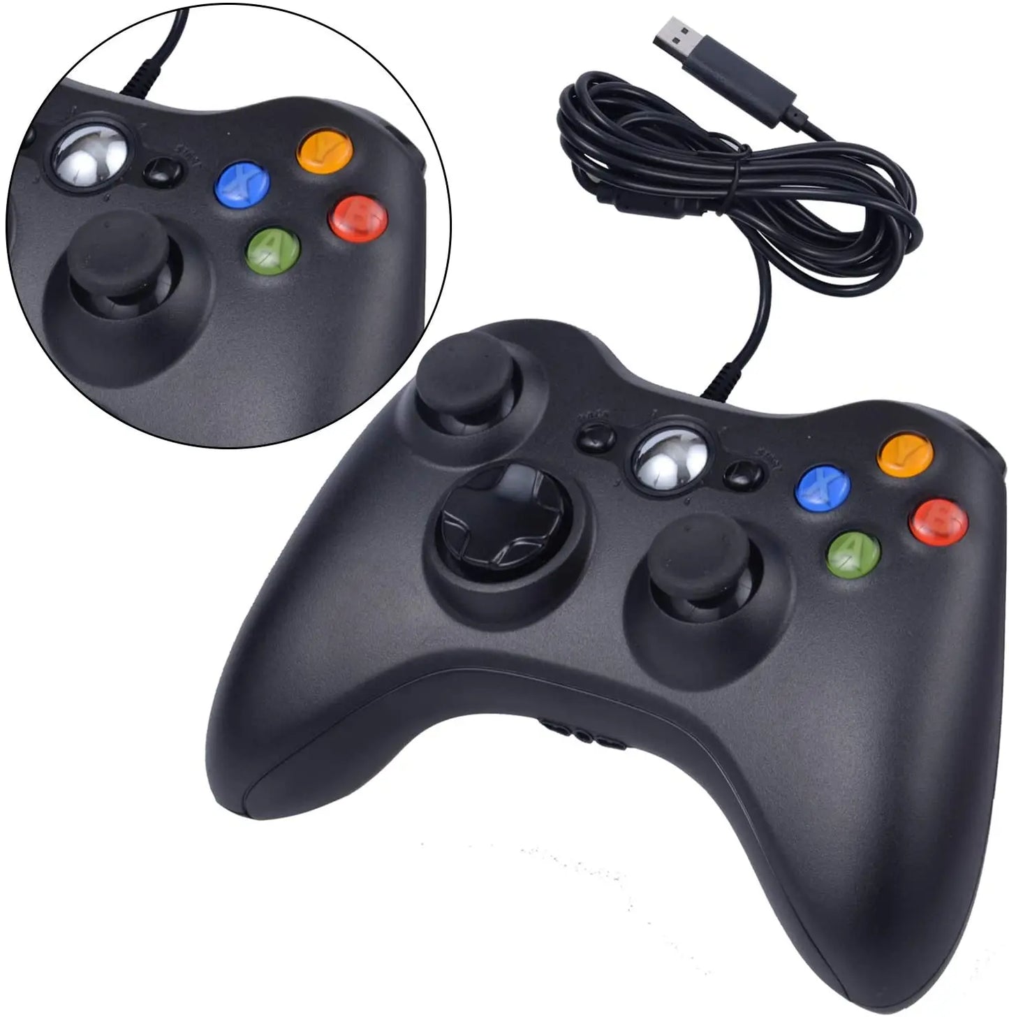 Wired Game Controller for Xbox 360 with Dual-Vibration,Compatible with Xbox 360/360 Slim&PC Windows 7,8,10,11