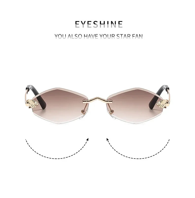 Frameless Rhombus Personalized Women's Sunglasses,Elegant And Versatile Classic Sunglasses Luxury And High-End Sunglasses UV400.