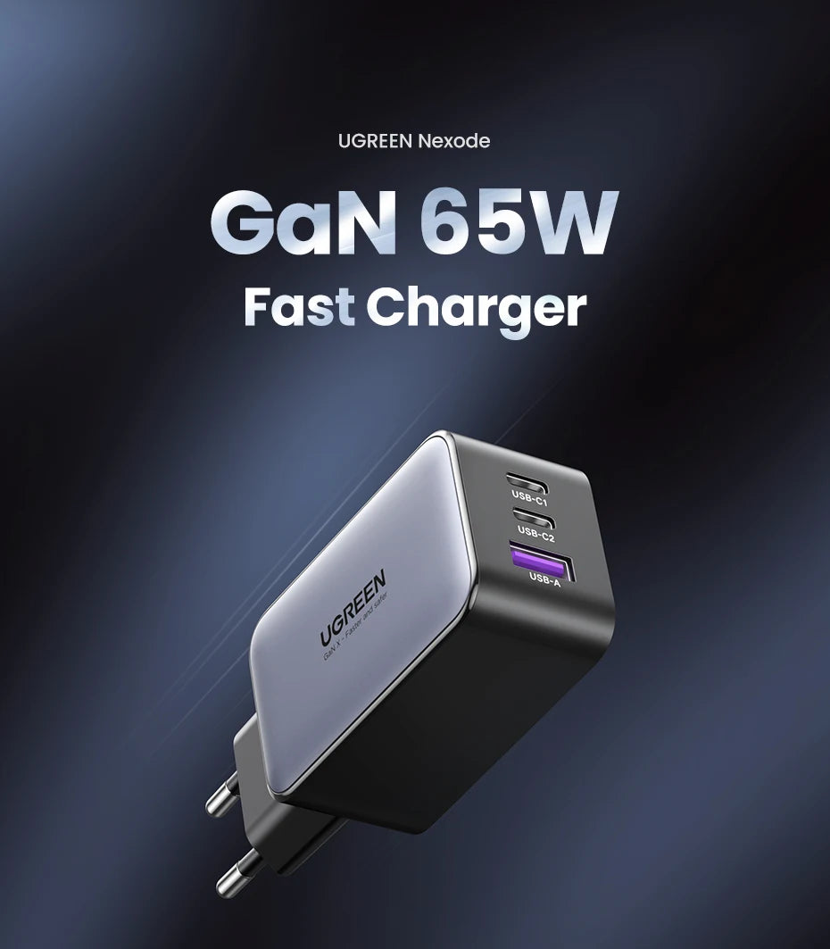 UGREEN 65W GaN Charger Quick Charge 4.0 3.0 USB C Charger for iPhone 17 16 15 Pro Max Laptop Macbook Air Tablet PD Fast Charger - Shoppiline