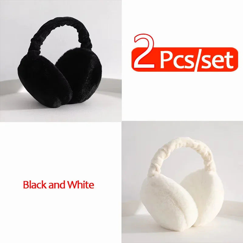 Soft Plush Earmuffs for Men and Women Outdoor Cold Protection Warm Winter Ear Warmers Solid Color Fashion