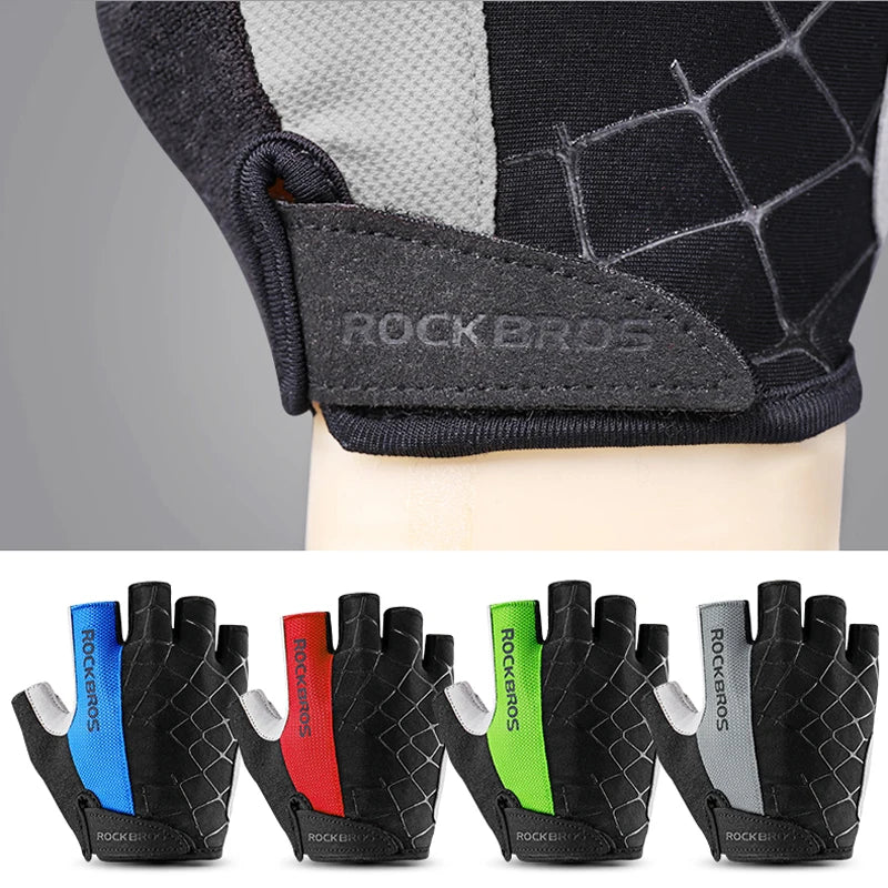 ROCKBROS Cycling Bike Gloves Half Finger Shockproof Breathable MTB Mountain Bicycle Sports Gloves Men Women Cycling Equipment - Shoppiline