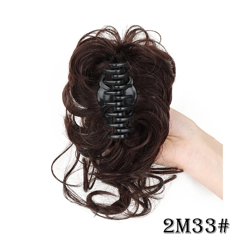 Synthetic Short Wavy Curly Messy Elegant Bun Hair Piece Claw Clip Tousled Updo Hair Buns Hairpiece Extensions for Women