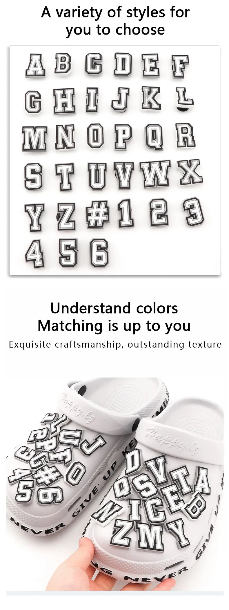 Letter Shoes Charms for Clog Sandals Shoe Decoration 0-9# Number Alphabet ABC-Z Characters DIY Shoes Pins for Boy Girl Men Women