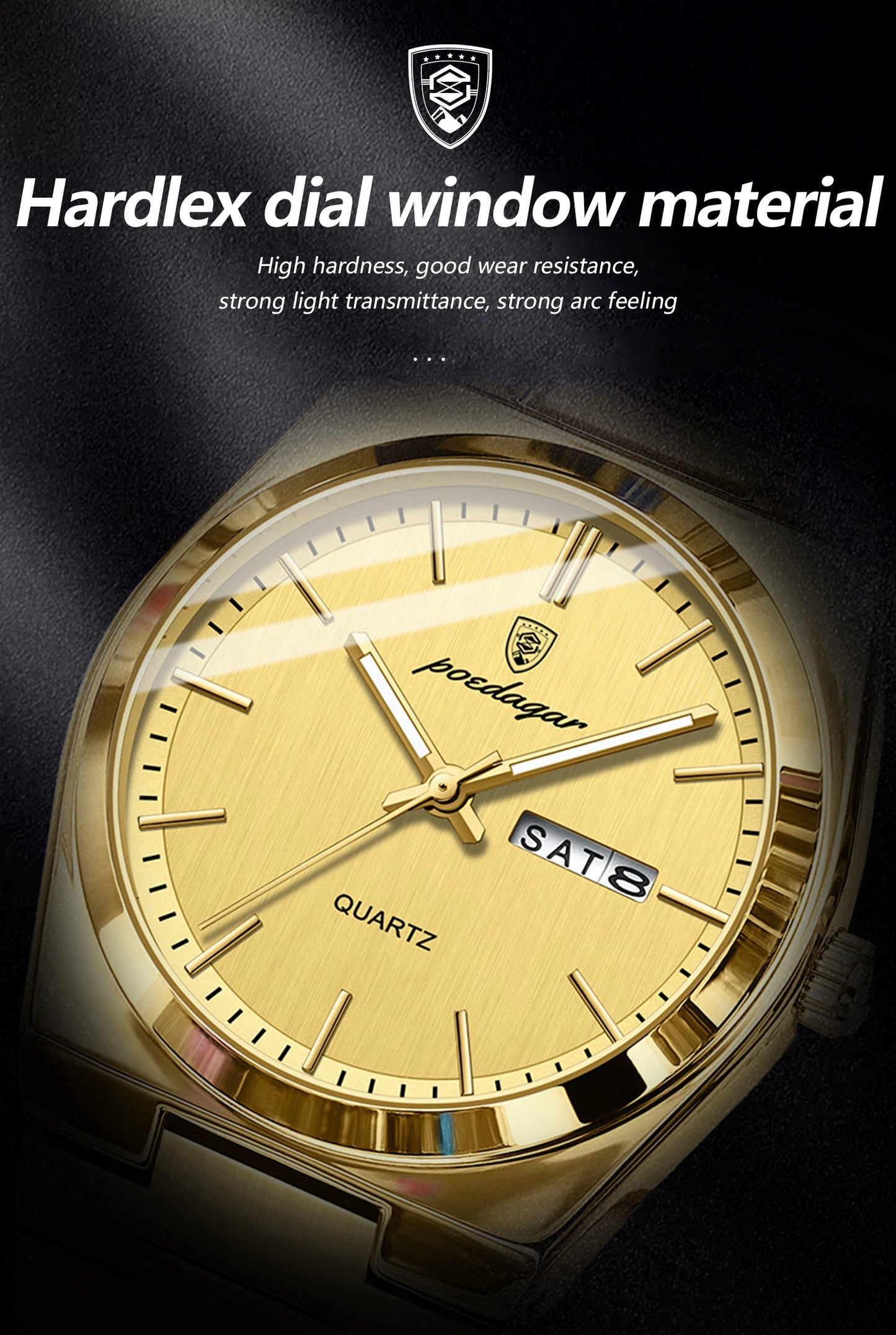 POEDAGAR Mode Klassische Herrenuhr Wasserdichte Leuchtende Datumsanzeige Wochenanzeige Luxus Herrenuhr Edelstahl Quarz Business Herrenuhren