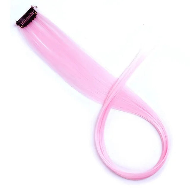 22Inch Synthetic Long Straight Clip In Hair Extensions High Temperature Hairpieces Rainbow Colors Hair Accessories for Women